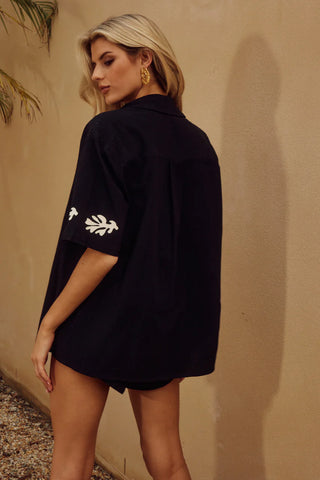 Amalia Set - Shirt & Short Set- Black Sand