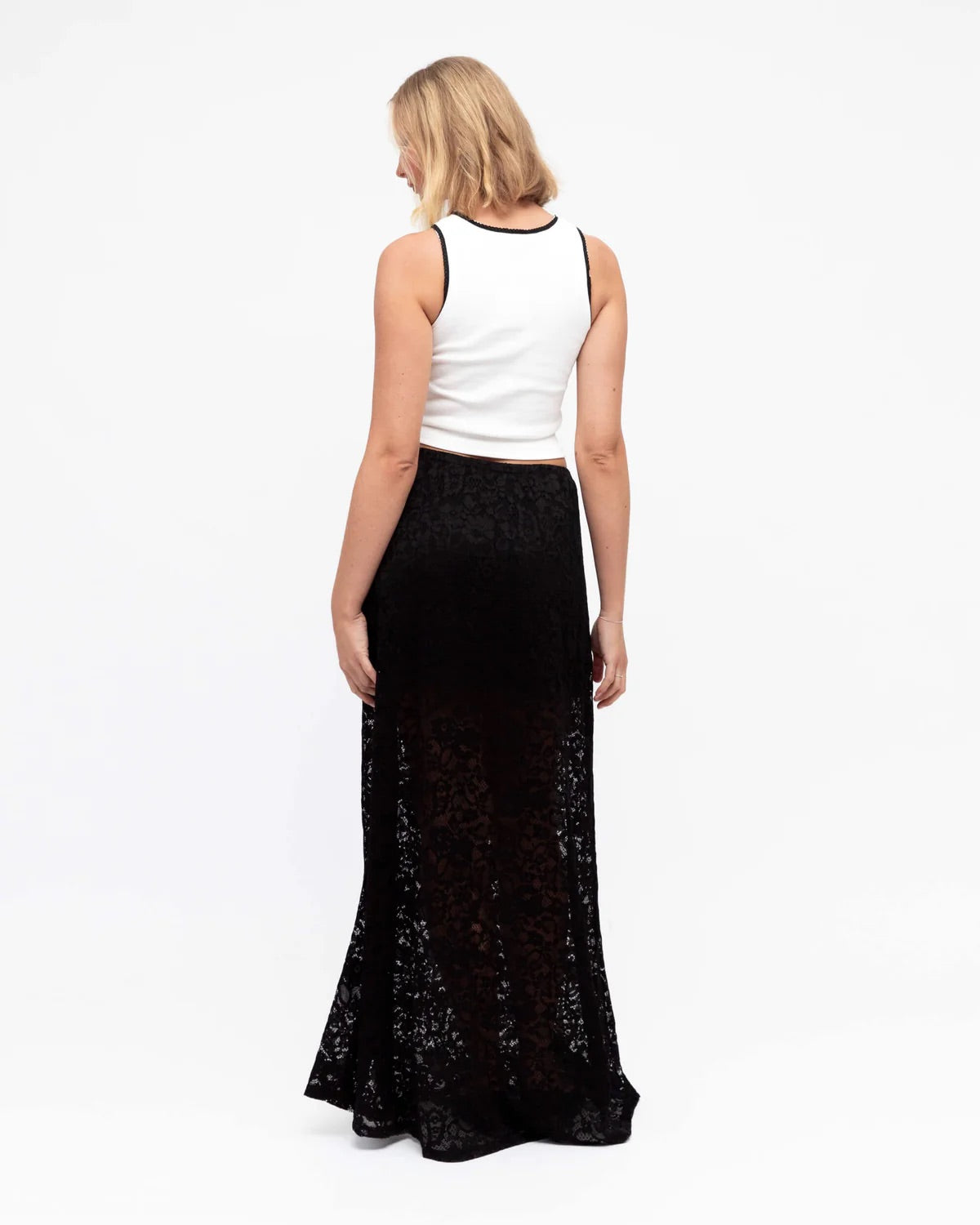 Paper Heart - Black Lace Column Max Skirt