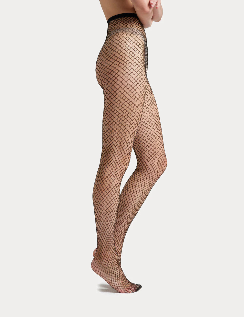 Lurex Fishnet Tight - Black/Silver