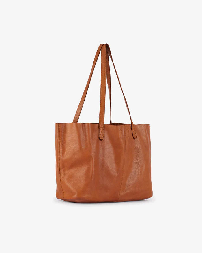 Beholder Leather Akasha Saddle Tan Tote Bag