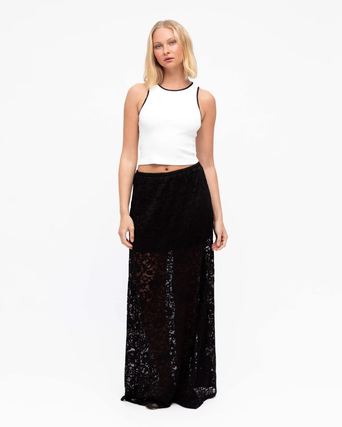 Paper Heart - Black Lace Column Max Skirt