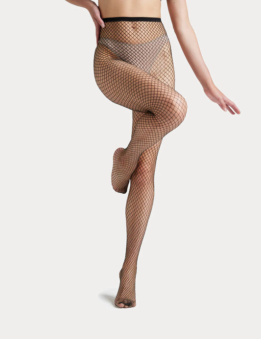 Lurex Fishnet Tight - Black/Silver