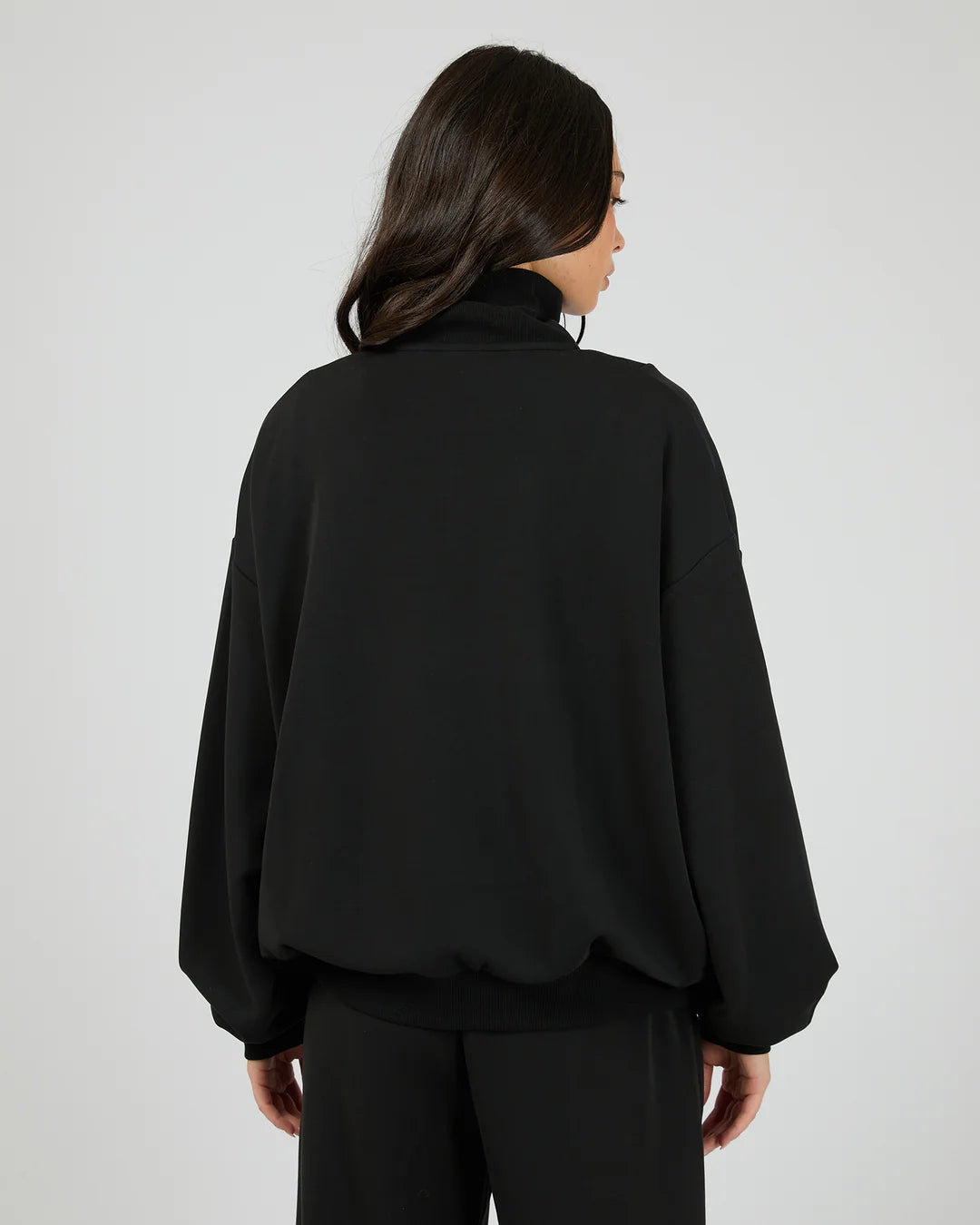 Oversized Luxe Active 1/4 Zip Black