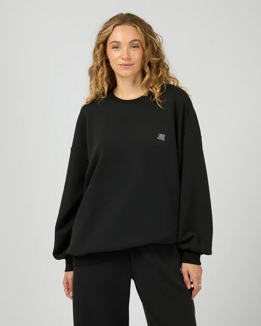 Oversized Luxe Active Box Crew Black
