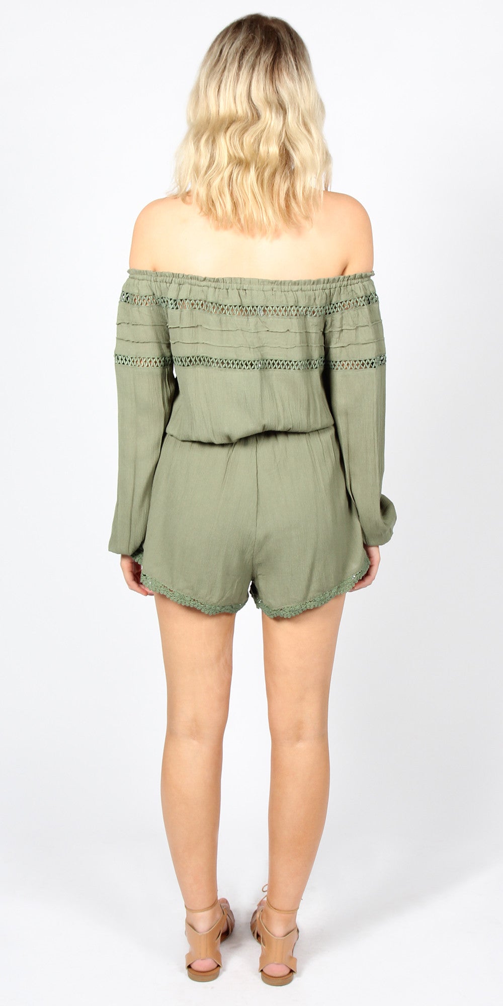 Talisha Shoulder Playsuit Khaki - Sass